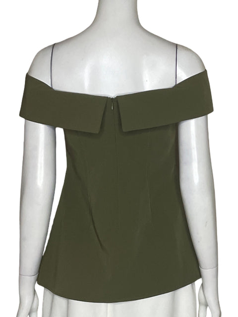 Blusa Mango Liso Off-shoulder Verde - Talla XS