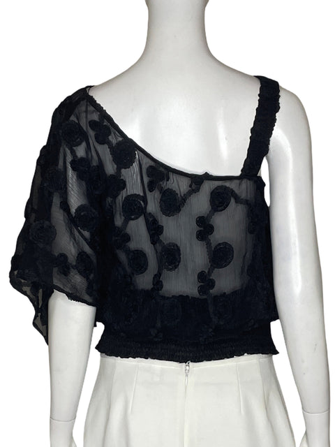 Blusa Tesoro Tps One shoulder Texturizado Negro - Talla S