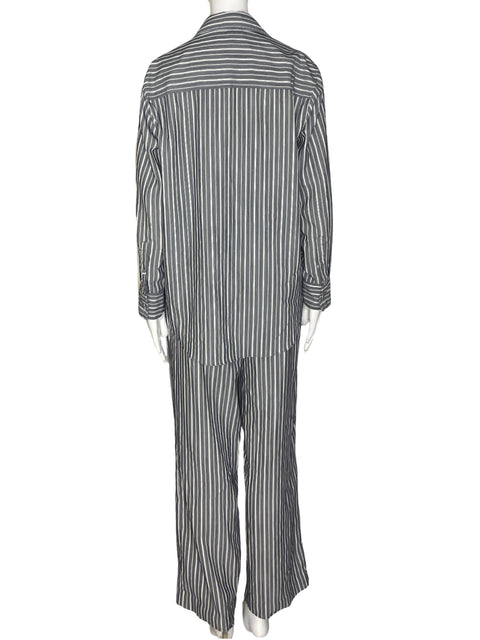 Conjunto Crescent Rayas Pantalón/camisa Gris - Talla M