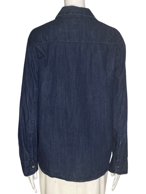 Blusa Zara Liso Botones Azul - Talla M