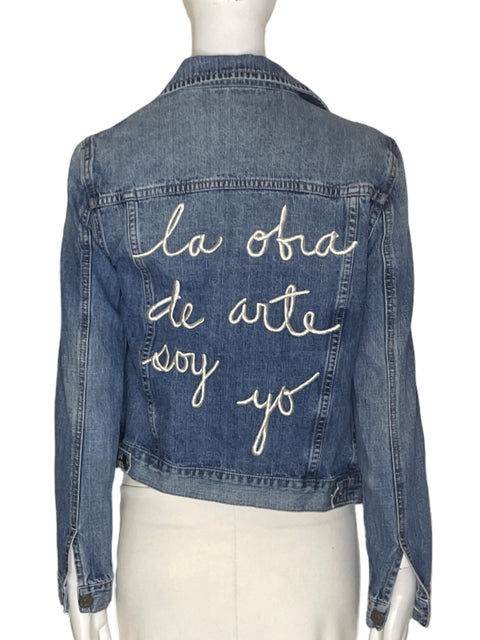 Chaqueta La Obra De Arte Soy Yo Liso Jeans Manga larga Azul - Talla S