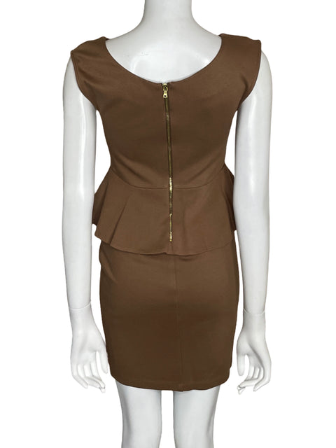 Vestido Alice + Olivia Peplum Marrón - Talla S