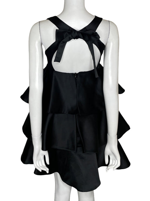 Vestido Emporio Armani Vuelos Satinado Negro - Talla 44