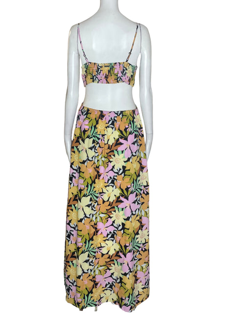 Vestido Billabong Estampado Abierto Tiras Amarillo - Talla L