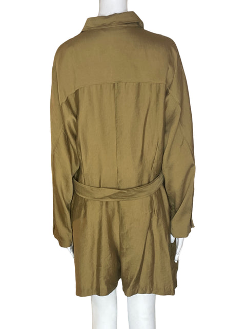 Romper Zara Liso Manga larga Marrón - Talla XL