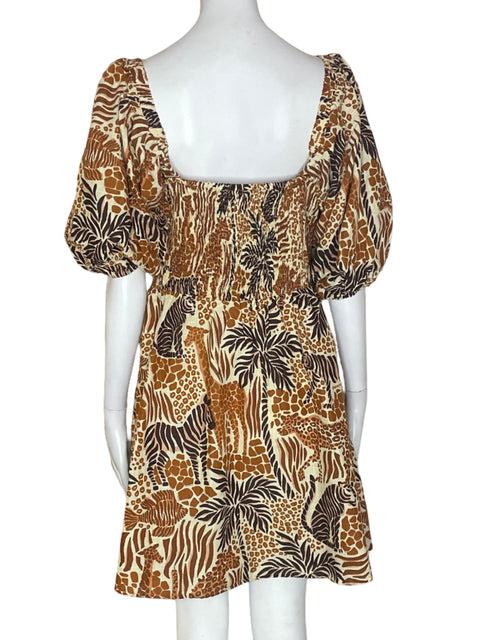 Vestido Farm Midi Palmeras Marron - Talla XL