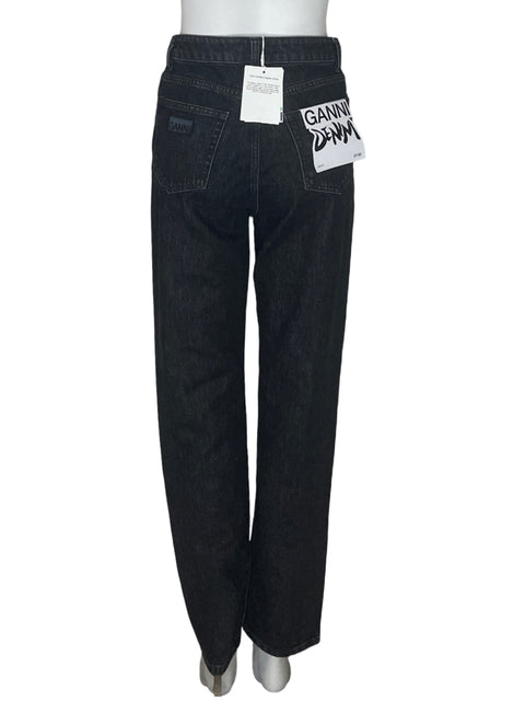 Pantalón Ganni Recto Bolsillo Negro - Talla 27