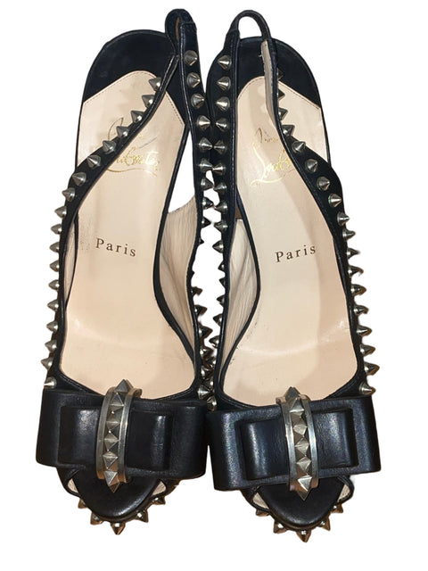 Sandalia Christian Louboutin Lady Clou Plataforma Tacón alto Negro - Talla 38