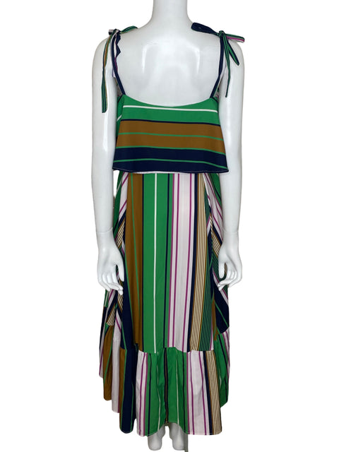 Vestido Tesoro Tps Midi Rayas Sin mangas Verde - Talla U