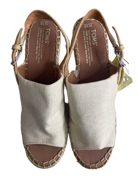 Zapato Toms Plataforma Lona Beige - Talla 10