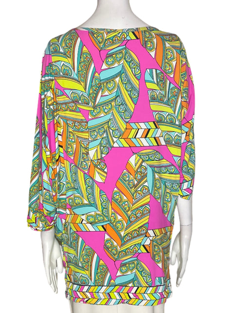 Blusa Trina Turk Estampado Fluido Rosado - Talla L