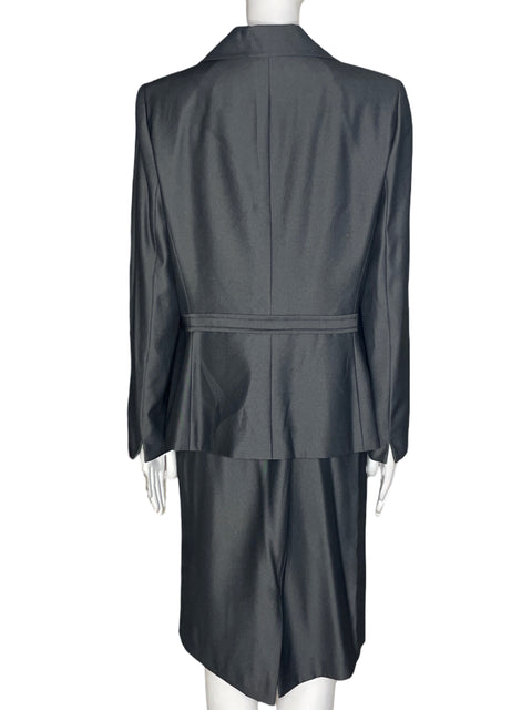 Conjunto Tahari Blazer Falda Liso Gris - Talla 14