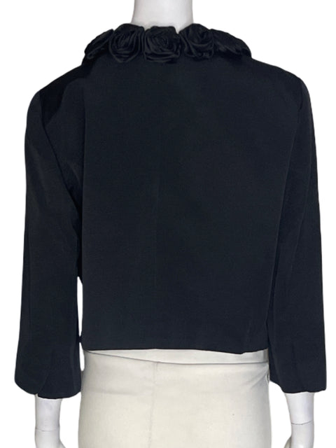 Chaleco Tahari Liso Flores Negro - Talla 12