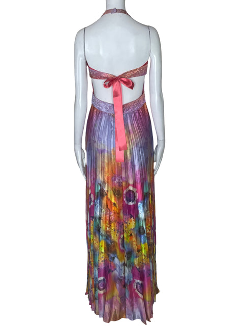 Vestido Nv Couture Maxi Plisado Rosado - Talla 2