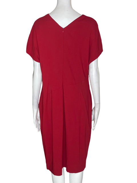 Vestido Escada Liso Sin mangas Rojo - Talla 44