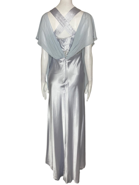 Vestido De Fiesta Chicas Sin mangas Pedreria Azul - Talla S