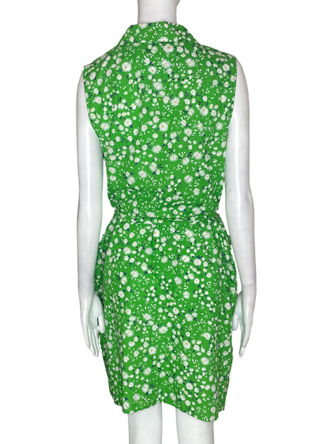 Vestido Tommy Hilfiger Sin mangas Floral Fajon Verde - Talla 12
