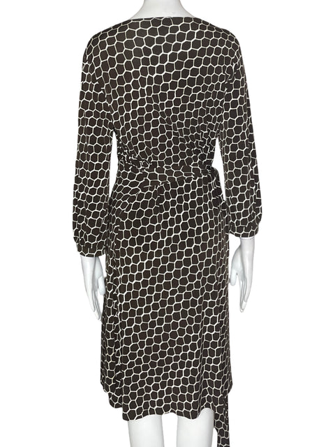 Vestido Anne Klein Cruzado Fajon Cuello v Marrón - Talla S