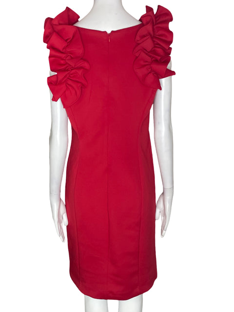 Vestido Donna Ricco Ruchas Sin mangas Ajustado Rojo - Talla 10