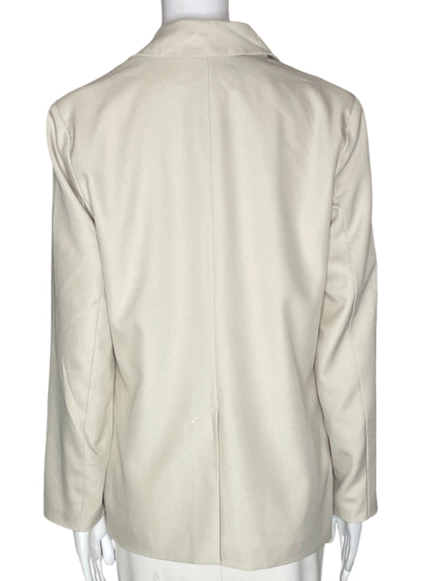 Blazer Pretty Garden Liso Bolsillos Blanco - Talla S