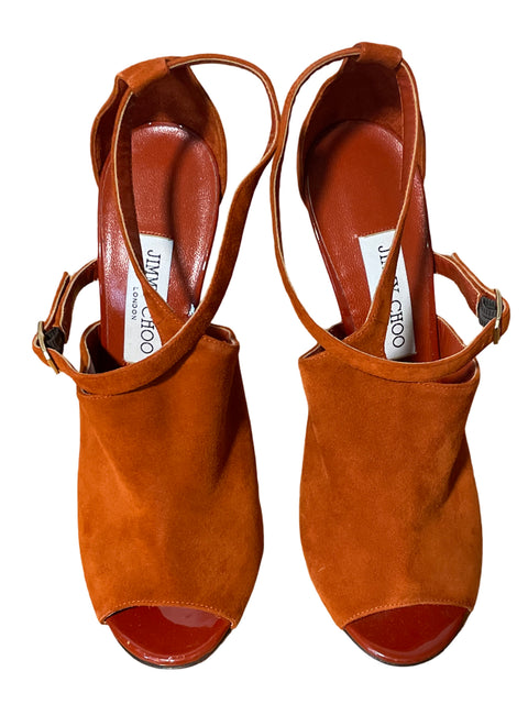 Sandalia Jimmy Choo Gamuza Tacón alto Punta abierta Naranja - Talla 40