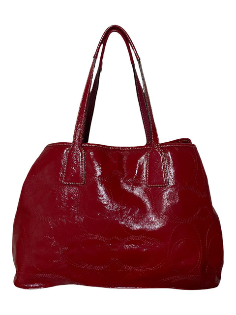 Cartera Coach Signature Tote Brillo Rojo - Talla U