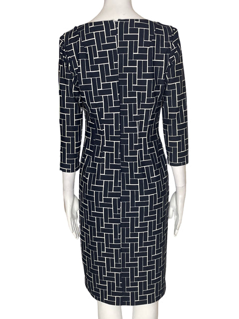 Vestido Anne Klein Estampado Cuello v Manga corta Azul - Talla 4