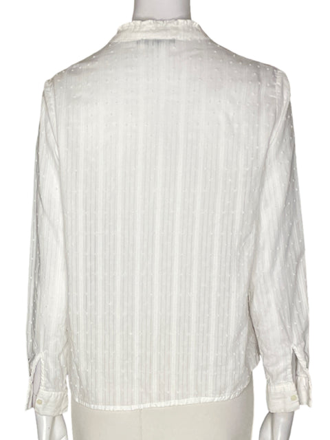 Blusa Petite Studio Bordado Botones Blanco - Talla 10