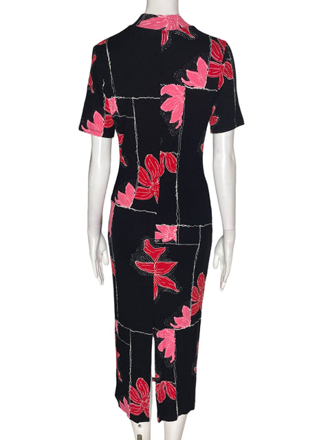 Vestido Desigual Estampado Ajustado Rojo - Talla L