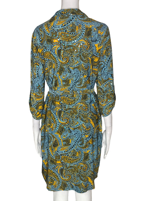 Vestido Emily Daniels Estampado Brillo Fajon Azul - Talla M