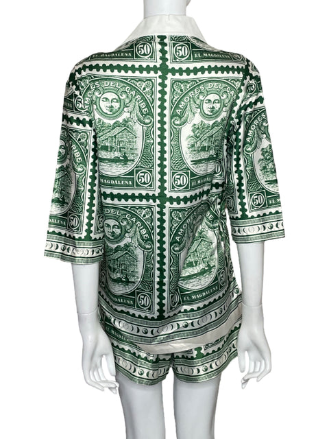 Conjunto Mayorga Estampado Satinado Verde - Talla M