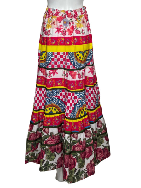Falda Mar A Mar Midi Estampado Rojo - Talla M