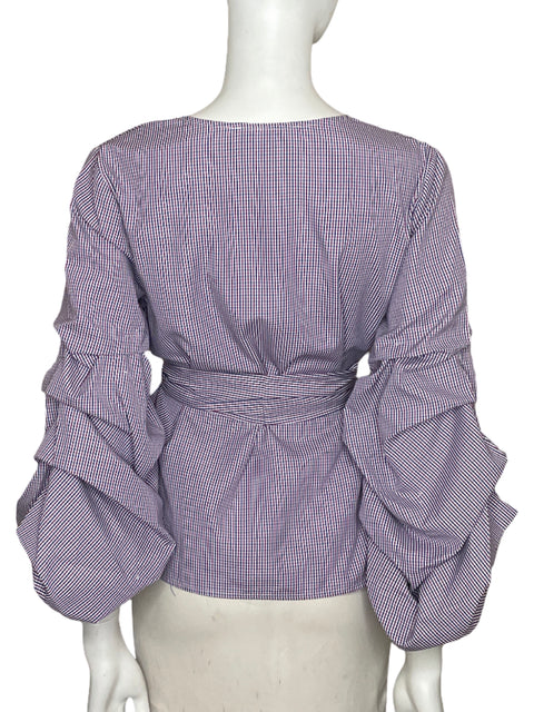Blusa Sunday In Brooklyn Cuadros Mangas puff Rojo - Talla S
