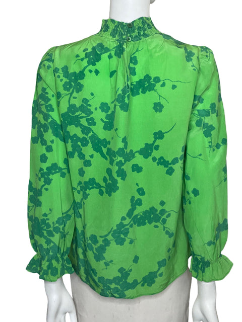 Blusa Tucker Manga larga Floral Verde - Talla M