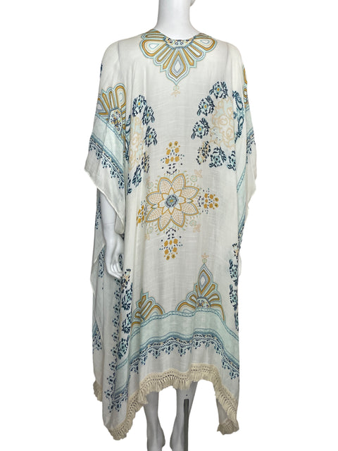 Cardigan Lana Roux Floral Kimono Blanco - Talla U