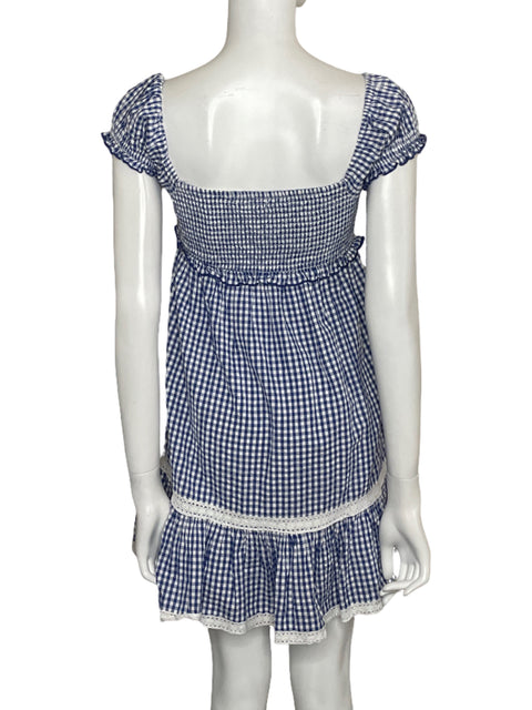Vestido Urban Outfitters Mini Cuadros Azul - Talla XS