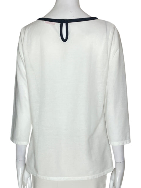 Blusa Camaieu Lazo Manga 3/4 Blanco - Talla S