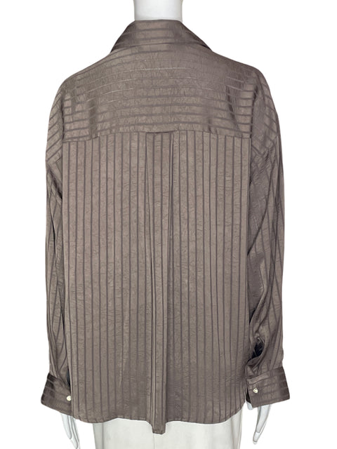 Blusa Zara Rayas Botones dorado Marrón - Talla M