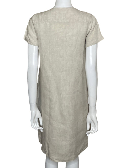 Vestido White Label Midi Lino Beige - Talla 0