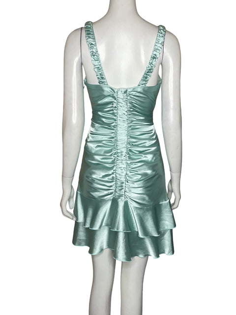 Vestido Jessica Mcclintock Fruncido Sarinado Mini Azul - Talla 8