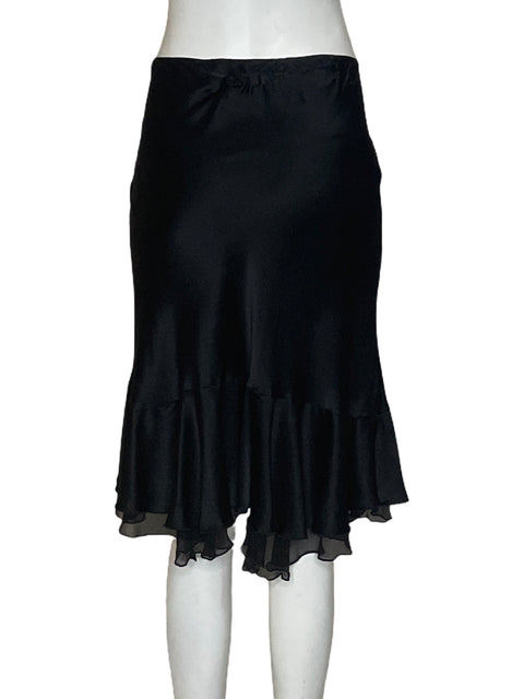 Falda Parameter Satinado Vuelos Negro - Talla 10