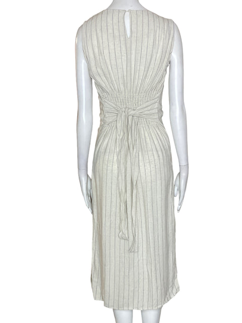 Vestido Hyfve Rayas Sin mangas Midi Lino Beige - Talla S
