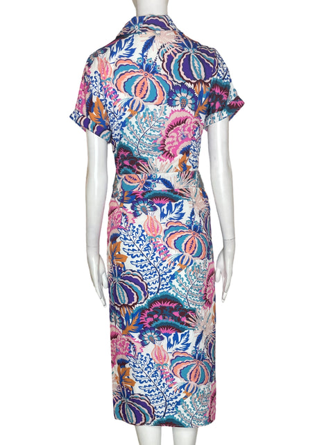 Vestido Lizette Collection Estampado Fajon Midi Azul - Talla S