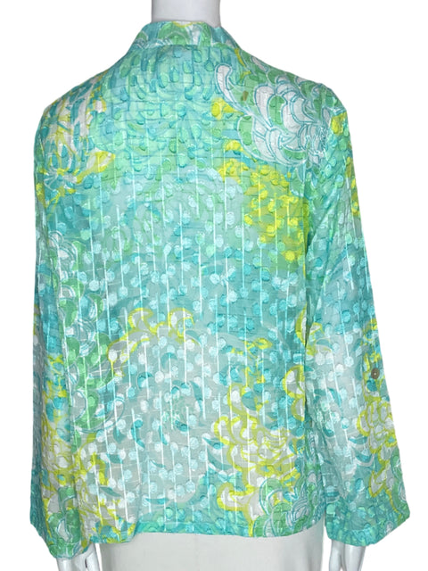 Blusa Ruby Rd Estampado Cuello v Transparente Verde - Talla 10