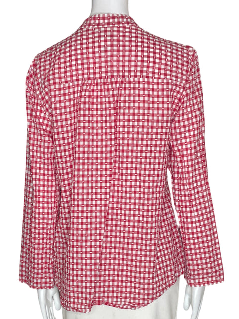 Blusa Ruby Rd Cuadros Plisado Ruchas Rojo - Talla S
