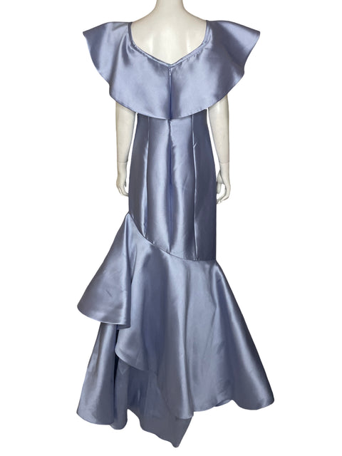 Vestido De Fiesta Jovani Satinado Azul - Talla 8