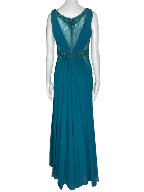 Vestido De Fiesta Tonybowls Maxi Pedreria Sin mangas Verde - Talla 8