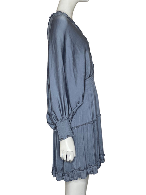 Vestido She + Sky Cuello v Satinado Azul - Talla M