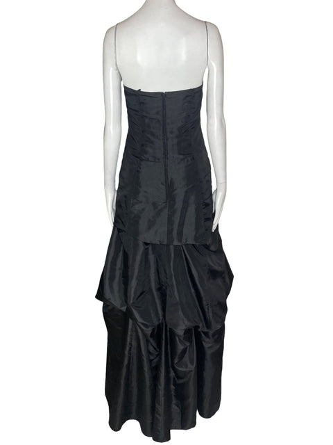 Vestido Tesoro Tps Maxi Abullonado Strapless Negro - Talla 10