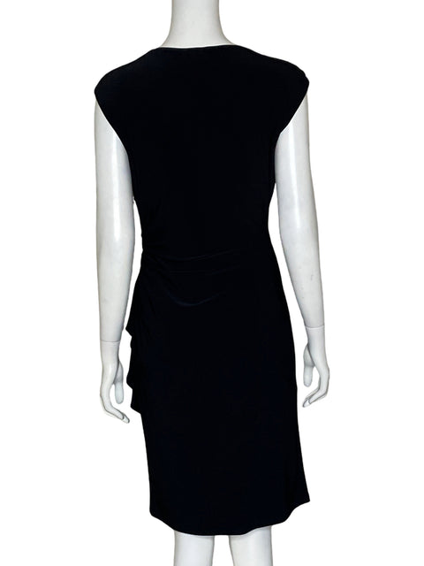 Vestido Anne Klein Cuello v Midi Negro - Talla S